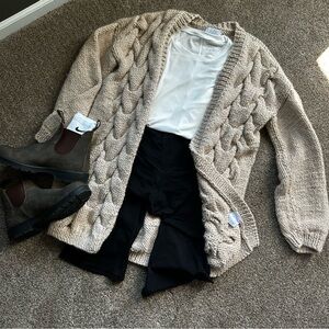 The Knotty Ones Twisted Erik Cardigan - Large - Beige color